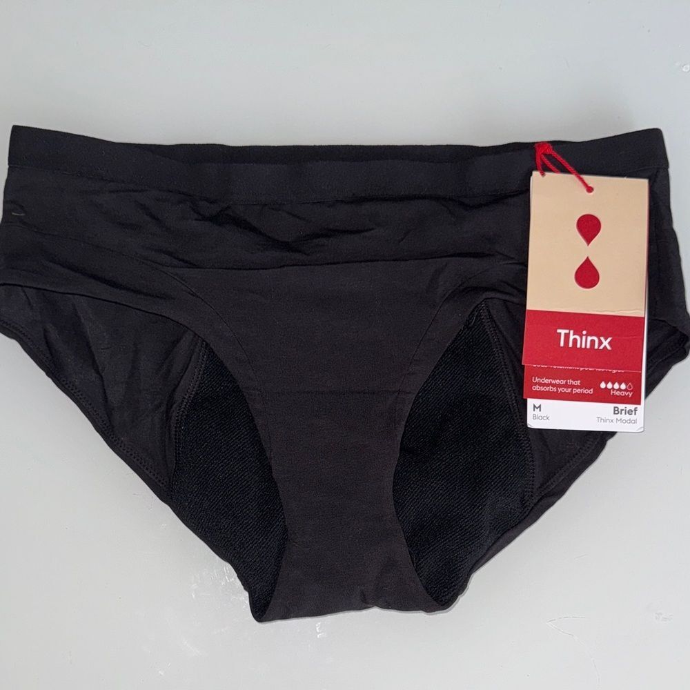 🔥Thinx Black Brief Panties Sz M New